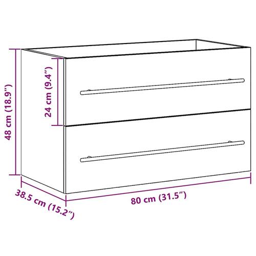 Underskab til håndvask 80x38,5x48cm konstrueret træ gammelt træ