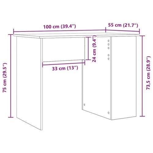 Skrivebord 100 × 55 × 75 cm i konstrueret træ - sort eg