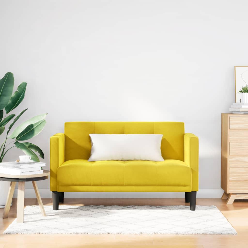 Elskovssofa i fløjl - 111 cm, gul 2-personers sofa