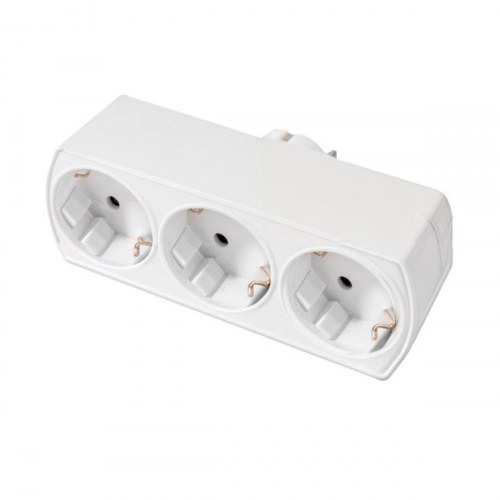Stikdåse adapter SCHUKO - Silver Electronics, sølv, 3 udtag