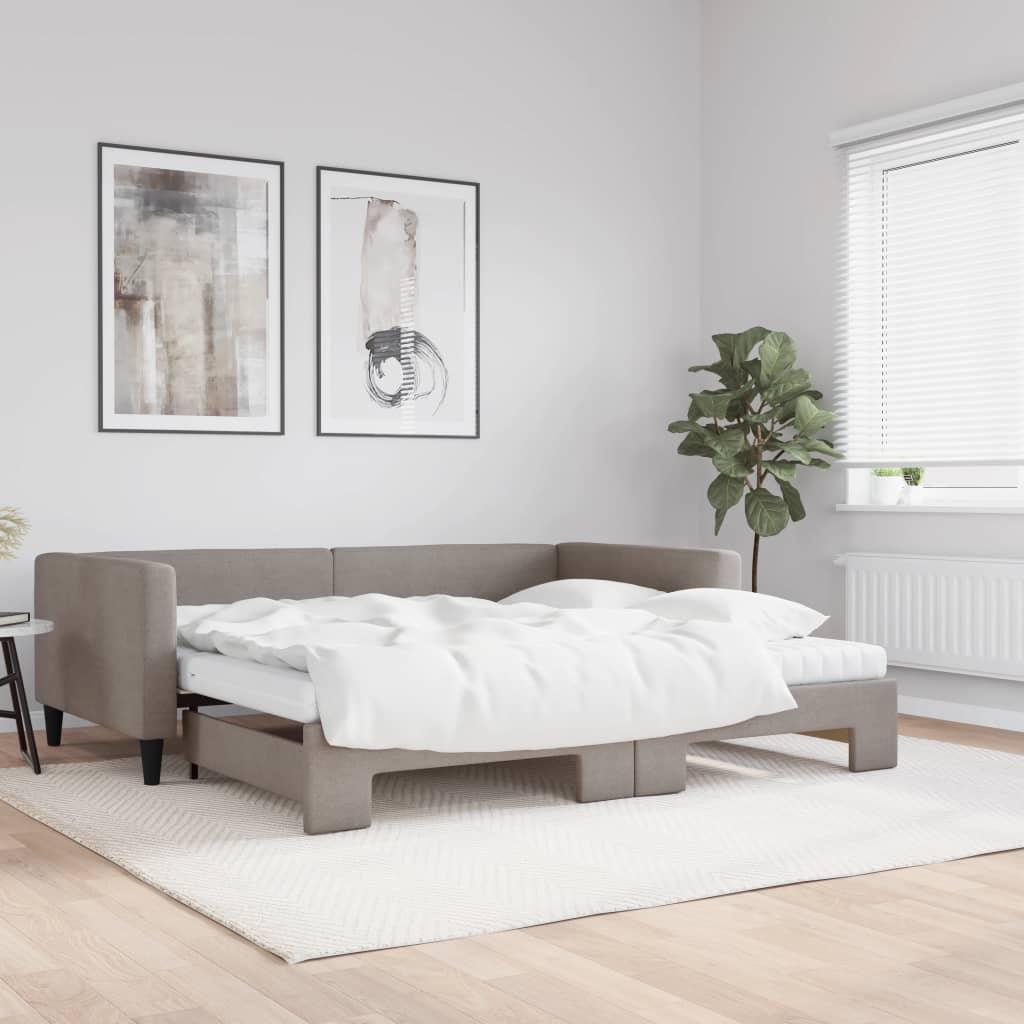 Daybed Med Udtræk Og Madras 100x200 Cm Stof Gråbrun