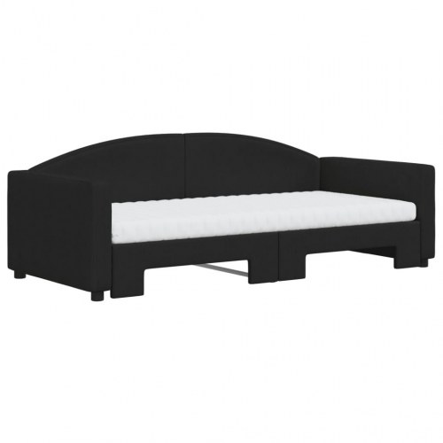 Daybed med udtræk og madrasser 90x190 cm - stof, sort