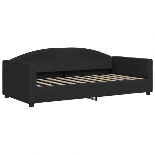 Daybed med udtræk og madrasser 90x190 cm - stof, sort