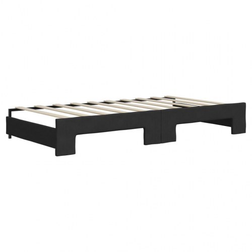 Daybed med udtræk og madrasser 90x190 cm - stof, sort
