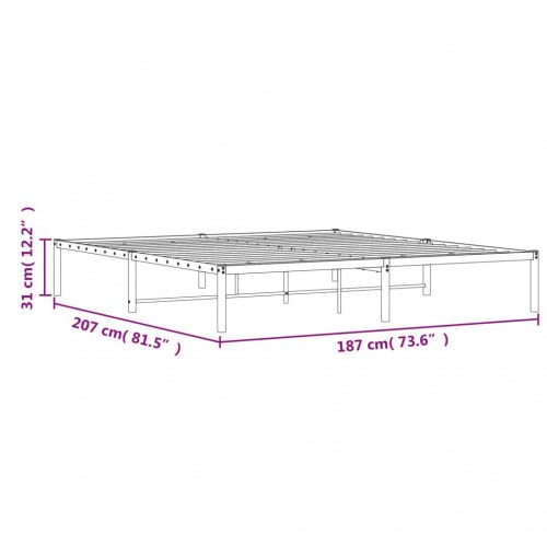 Sengeramme 180×200 cm i metal - sort, klassisk design