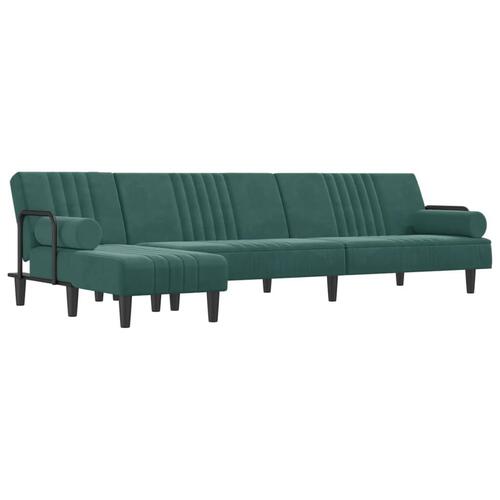 Sovesofa med chaiselong 260x140x70 cm velour mørkegrøn