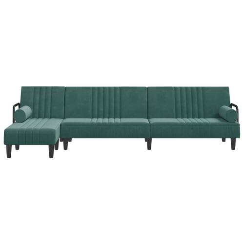 Sovesofa med chaiselong 260x140x70 cm velour mørkegrøn