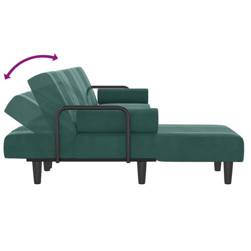 Sovesofa med chaiselong 260x140x70 cm velour mørkegrøn