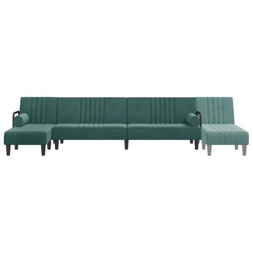 Sovesofa med chaiselong 260x140x70 cm velour mørkegrøn