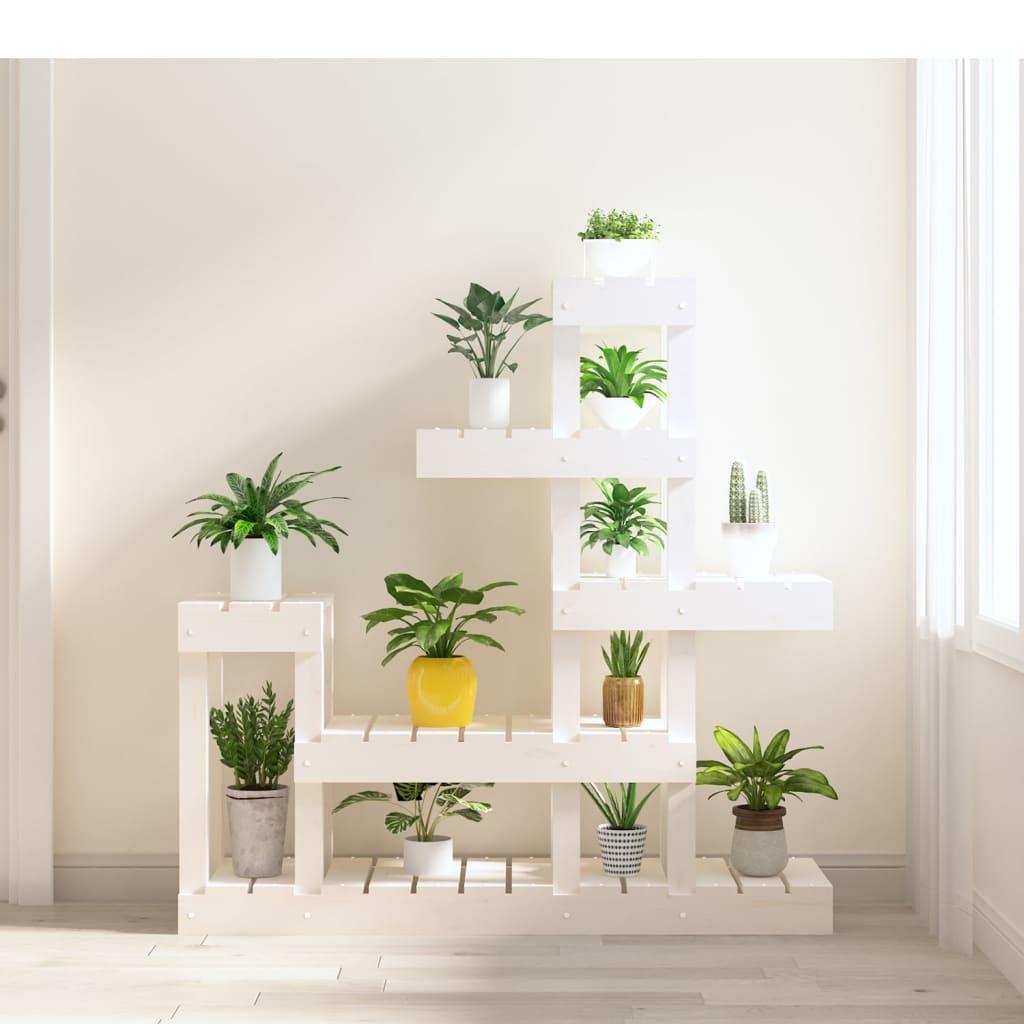 Plantestativ 92x25x97 cm massivt fyrretræ hvid