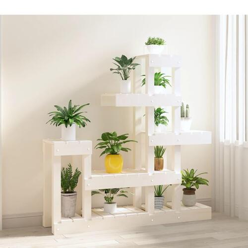 Plantestativ 92x25x97 cm massivt fyrretræ hvid