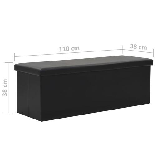 Foldbar opbevaringsbænk kunstlæder 110 x 38 x 38 cm sort