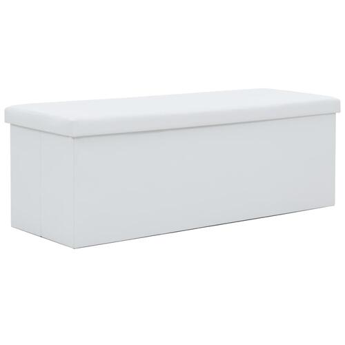 Foldbar opbevaringsbænk kunstlæder 110 x 38 x 38 cm hvid