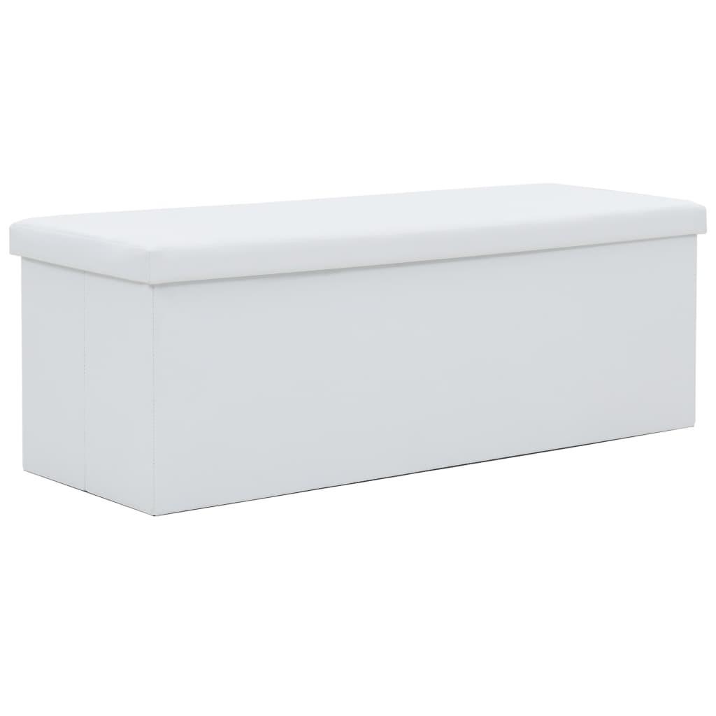 Foldbar opbevaringsbænk kunstlæder 110 x 38 x 38 cm hvid