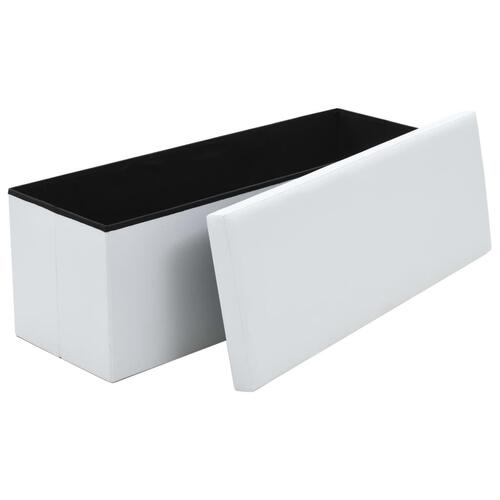 Foldbar opbevaringsbænk kunstlæder 110 x 38 x 38 cm hvid