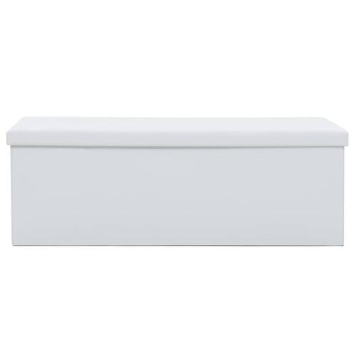 Foldbar opbevaringsbænk kunstlæder 110 x 38 x 38 cm hvid