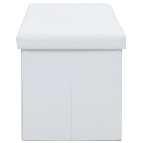 Foldbar opbevaringsbænk kunstlæder 110 x 38 x 38 cm hvid