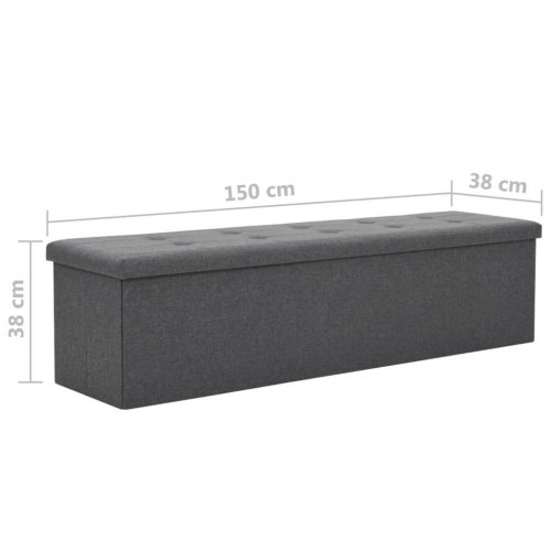 Foldbar opbevaringsbænk imiteret linned 150 x 38 x 38 cm mørkegrå