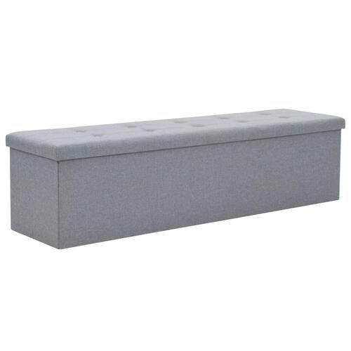 Foldbar opbevaringsbænk imiteret linned 150 x 38 x 38 cm lysegrå