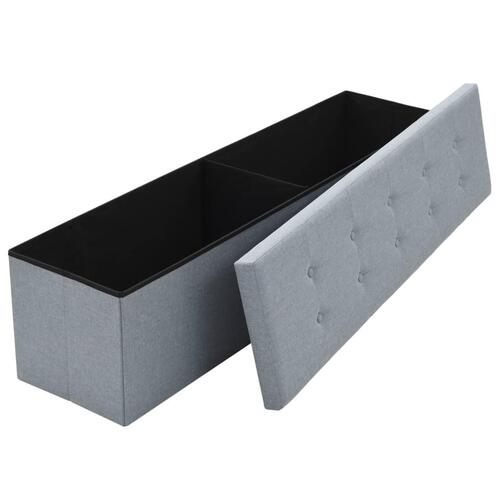 Foldbar opbevaringsbænk imiteret linned 150 x 38 x 38 cm lysegrå