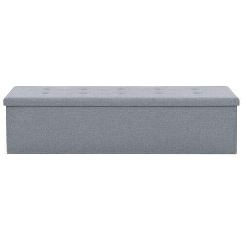 Foldbar opbevaringsbænk imiteret linned 150 x 38 x 38 cm lysegrå