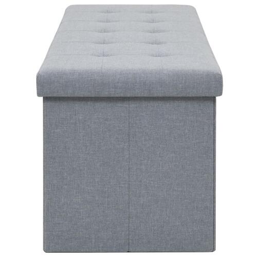 Foldbar opbevaringsbænk imiteret linned 150 x 38 x 38 cm lysegrå