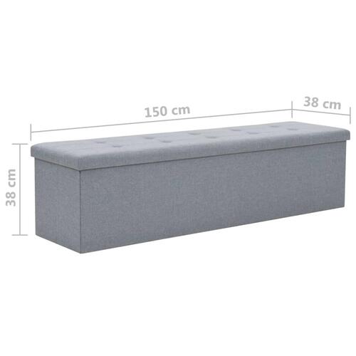 Foldbar opbevaringsbænk imiteret linned 150 x 38 x 38 cm lysegrå