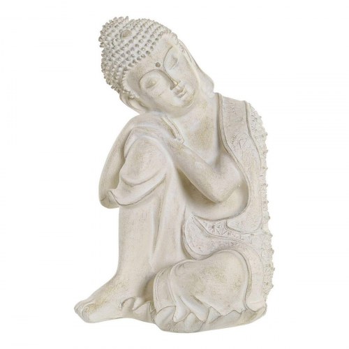 Buddha figur - grå harpiks, 17 × 17 × 26 cm