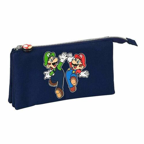 Tredobbelt bæretaske Super Mario 22 x 12 x 3 cm Marineblå