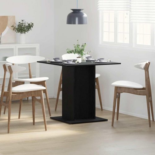 Spisebord 80 × 80 × 75 cm i konstrueret træ - sort egetræsfarve