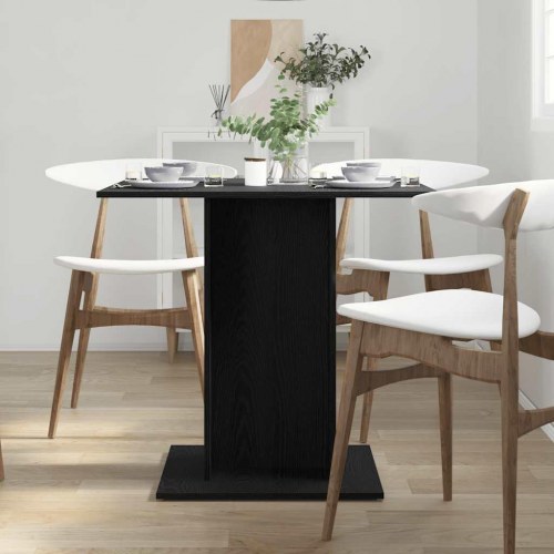 Spisebord 80 × 80 × 75 cm i konstrueret træ - sort egetræsfarve
