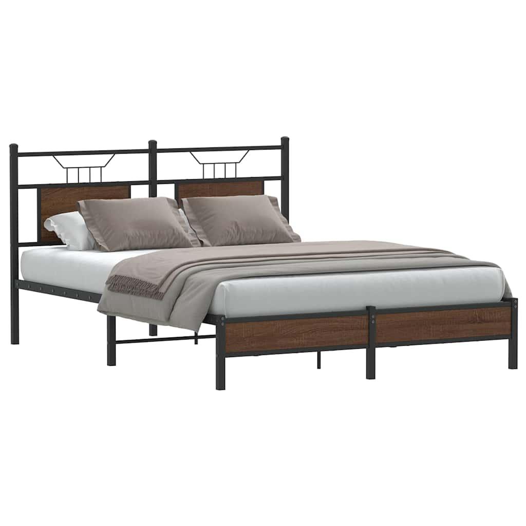 Sengeramme Uden Madras Konstrueret Træ Brunt Eg Brun Eg - med sengegavl og lavt fodgærde / 137 x 190 cm