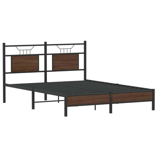 Sengeramme 137 x 190 cm med sengegavl - brun egetræ