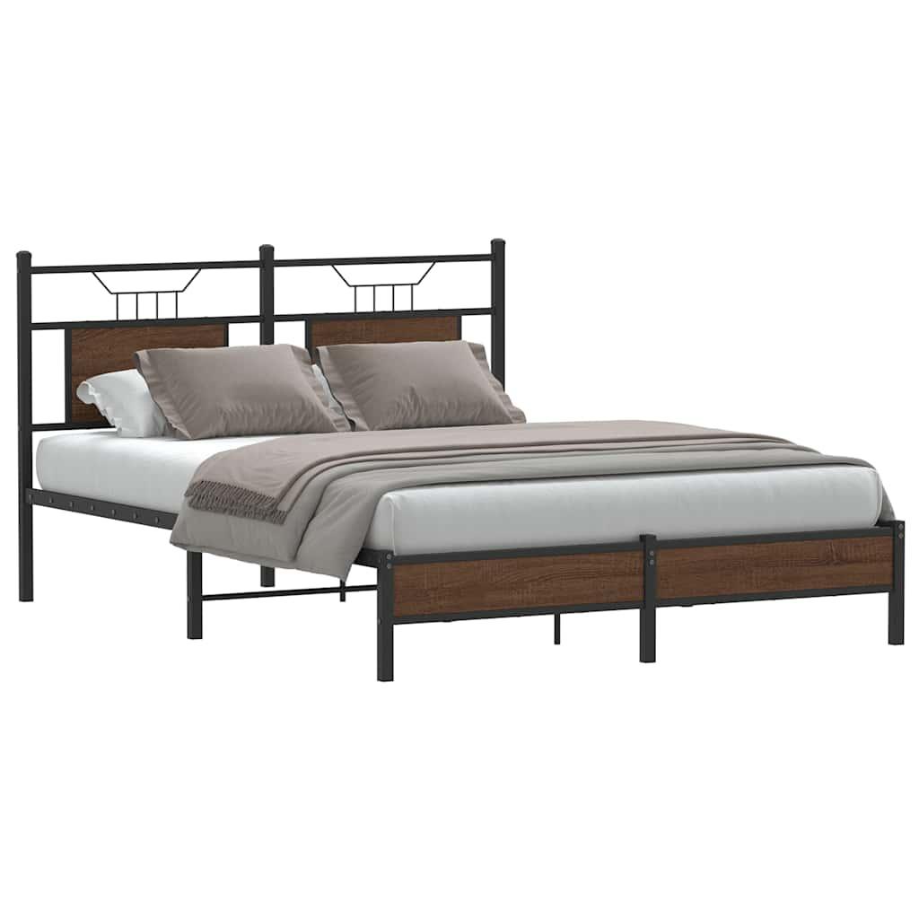 Sengeramme Uden Madras Konstrueret Træ Brunt Eg Brun Eg - med sengegavl og lavt fodgærde / 150 x 200 cm