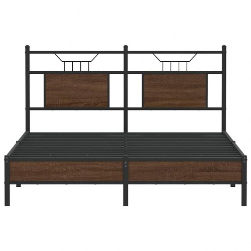 Sengeramme 150 x 200 cm med gavl uden madras - brun egetræ