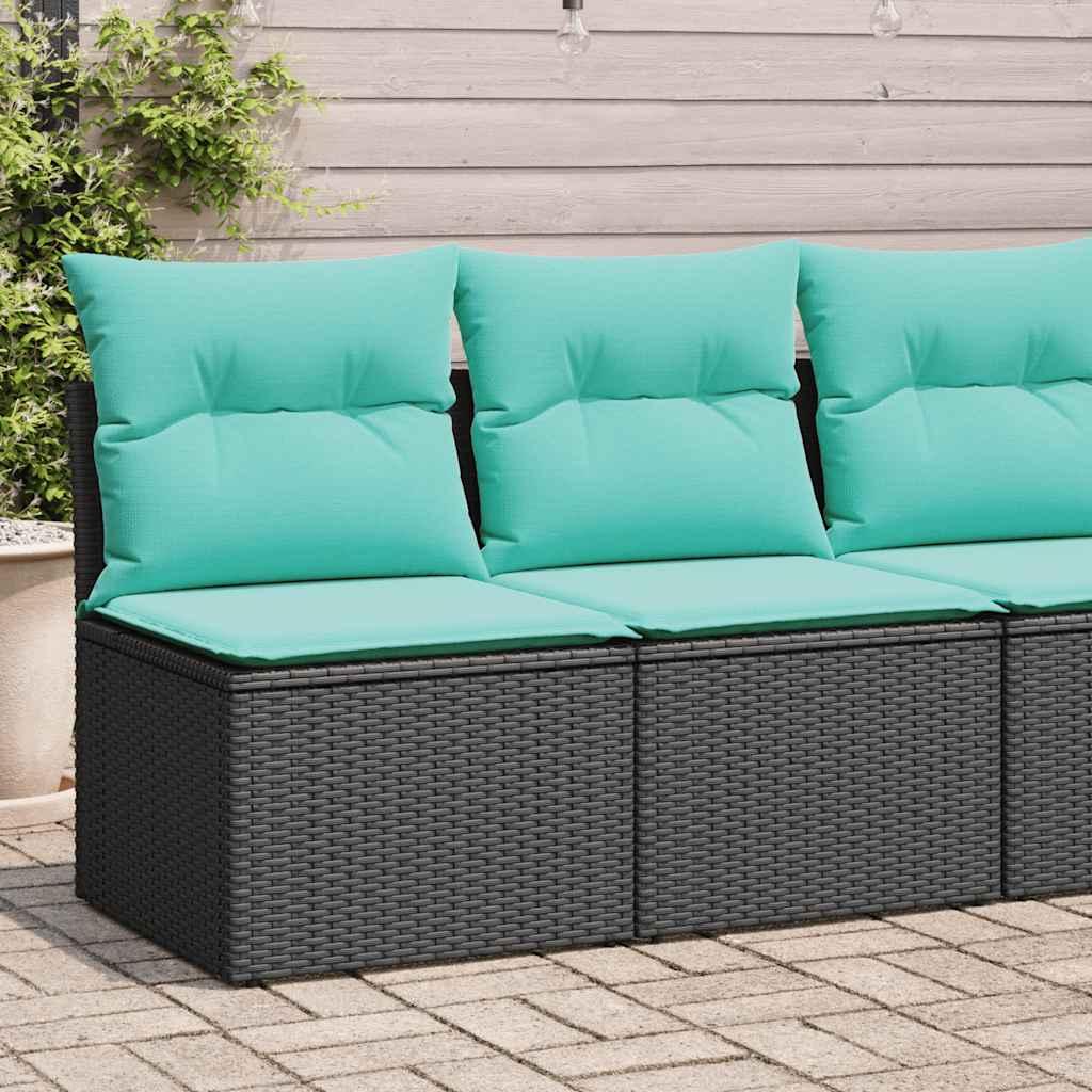 Sofasæt til haven 2 dele med hynder polyrattan akacietræ sort