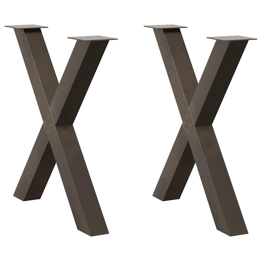 Spisebordsben X-formet 2 stk. naturstål 70 x (72-73) cm stål