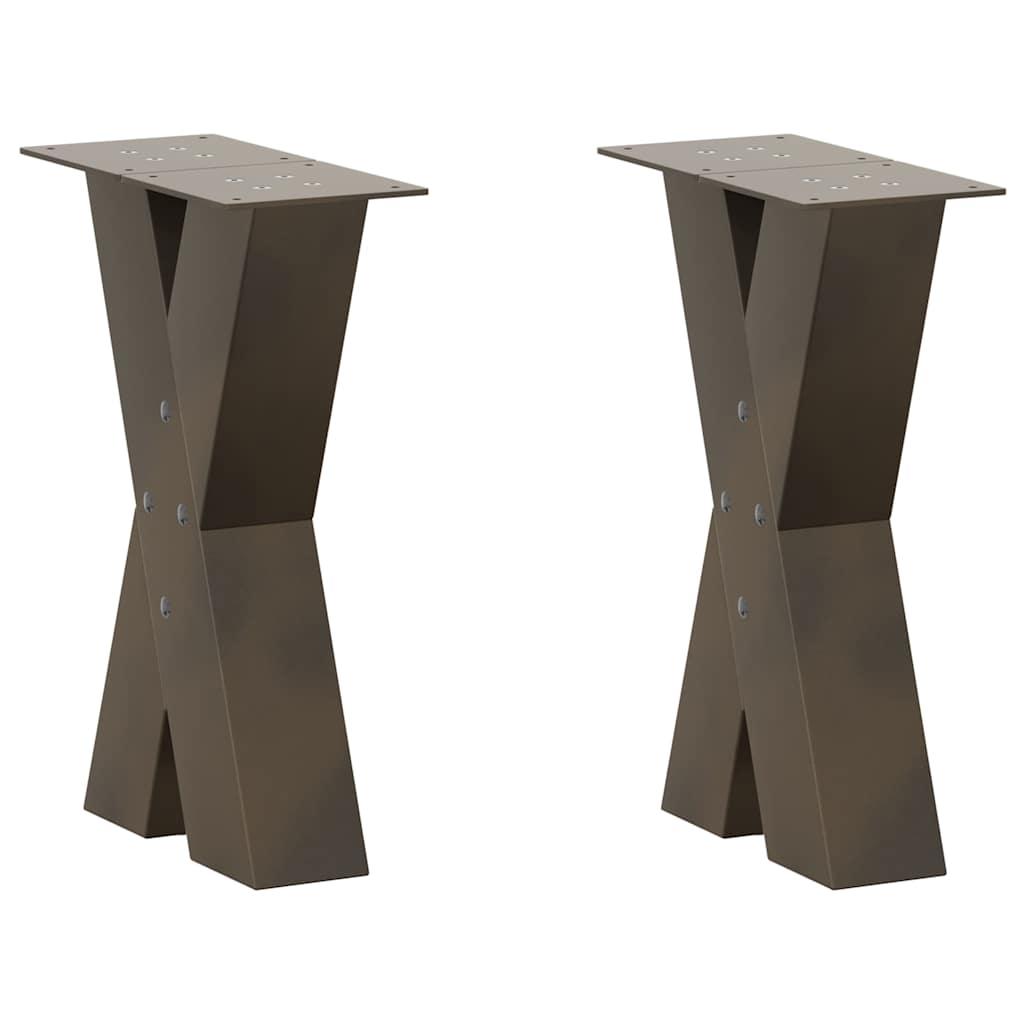 Sofabordsben X-formet 2 stk. naturstål 28 x (42-43) cm stål