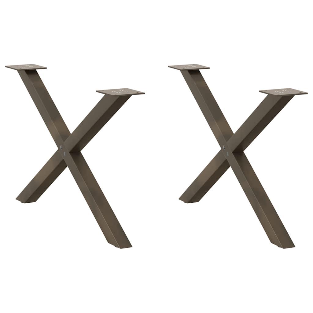 Sofabordsben X-formet 2 stk. naturstål 70 x (42-43) cm stål