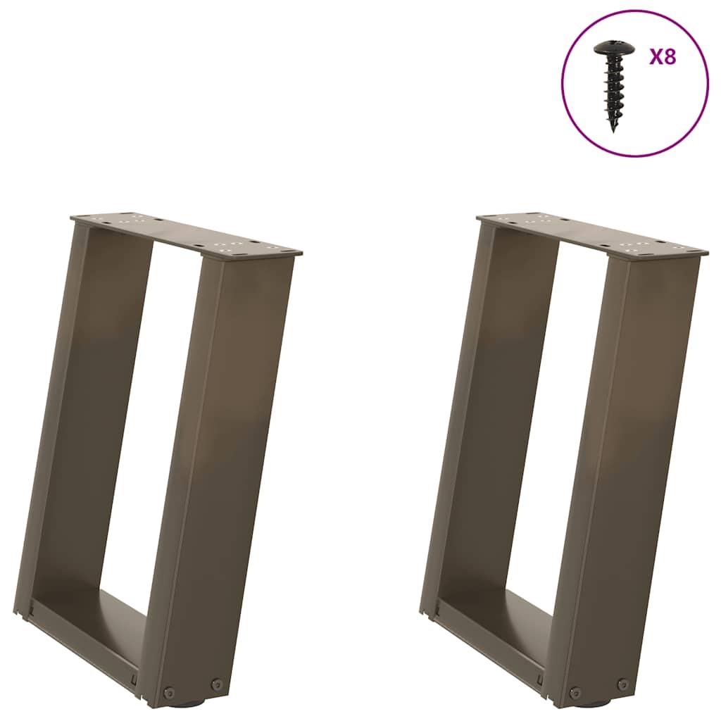 Sofabordsben U-formet 2 stk. naturstål 28 x (42-43) cm stål