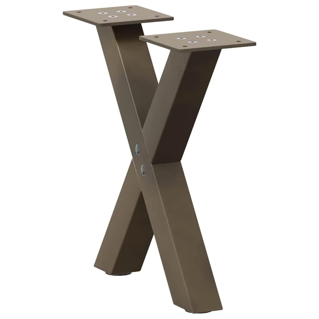 Sofabordsben X-formet 2 stk. naturstål 37x(30-31) cm stål