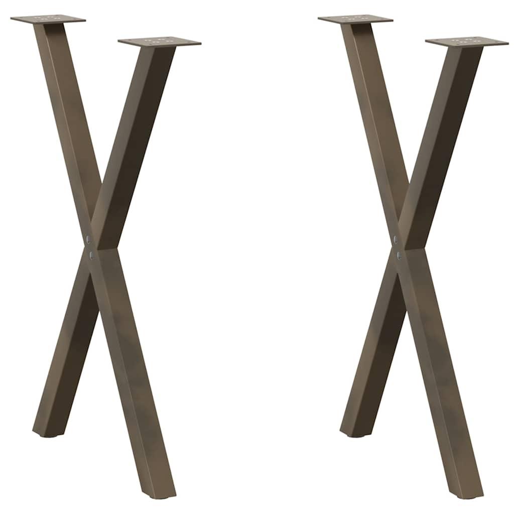 Spisebordsben X-formet 2 stk. naturstål 57 x (72-73) cm stål