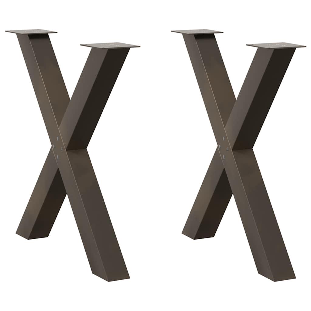 Spisebordsben X-formet 2 stk. naturstål 80x(72-73) cm stål