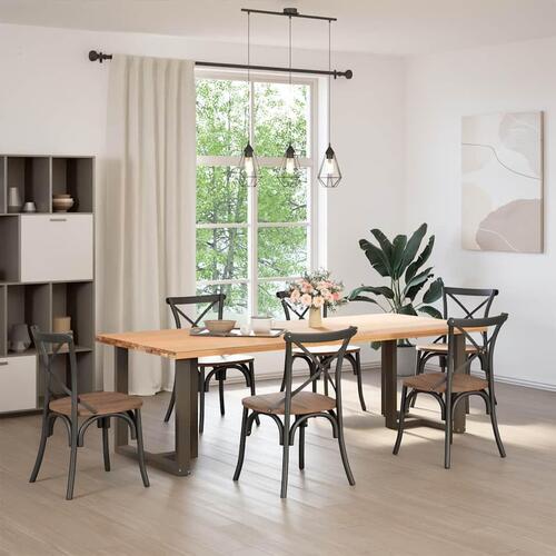 Spisebordsben T-formet 2 stk. naturstål 80x35x(72-73) cm stål