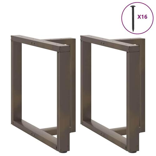 Spisebordsben T-formet 2 stk. naturstål 80x35x(72-73) cm stål