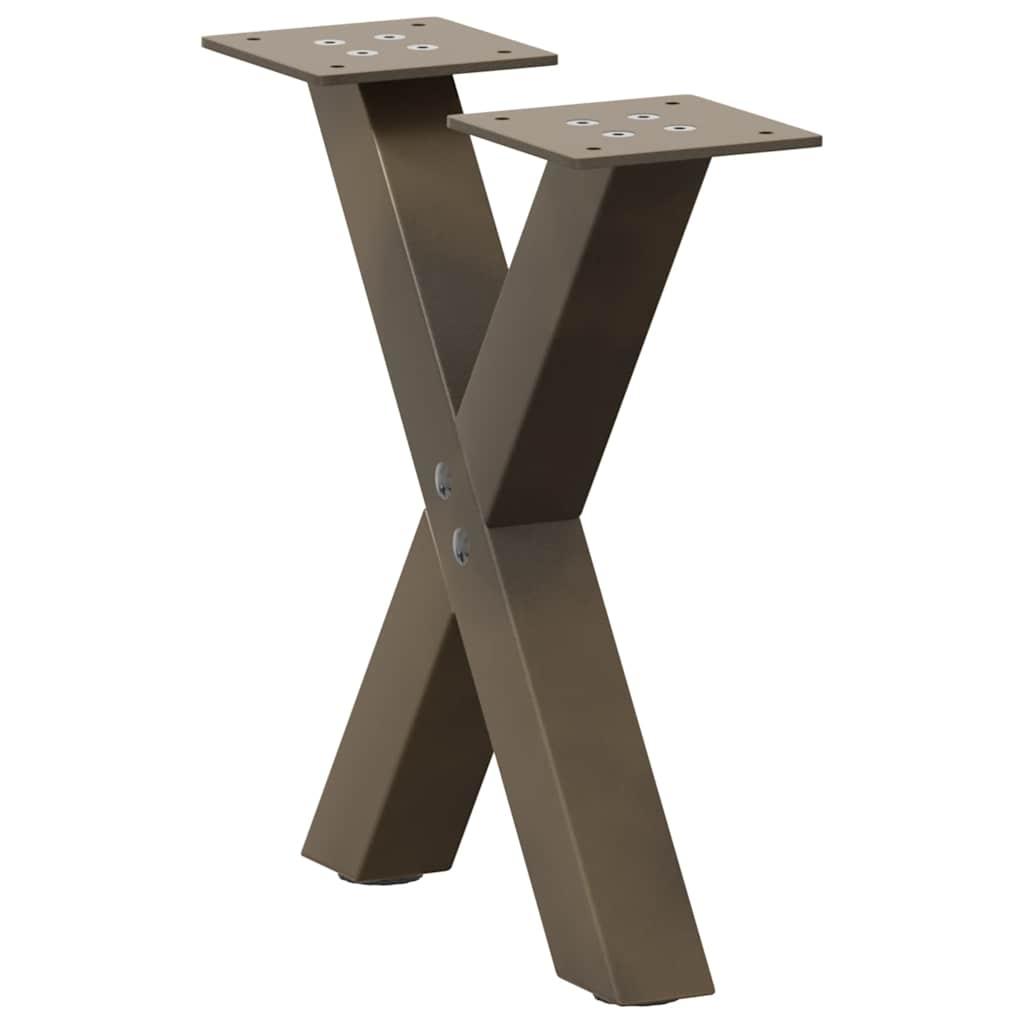 Sofabordsben X-formet 2 stk. naturstål 30x(30-31) cm stål