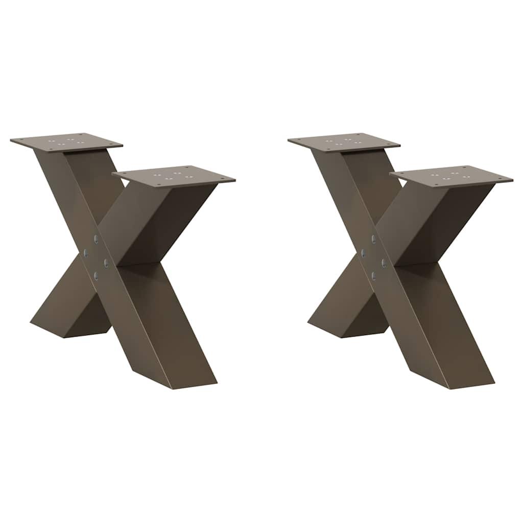 Sofabordsben X-formet 2 stk. naturstål 60x(30-31) cm stål