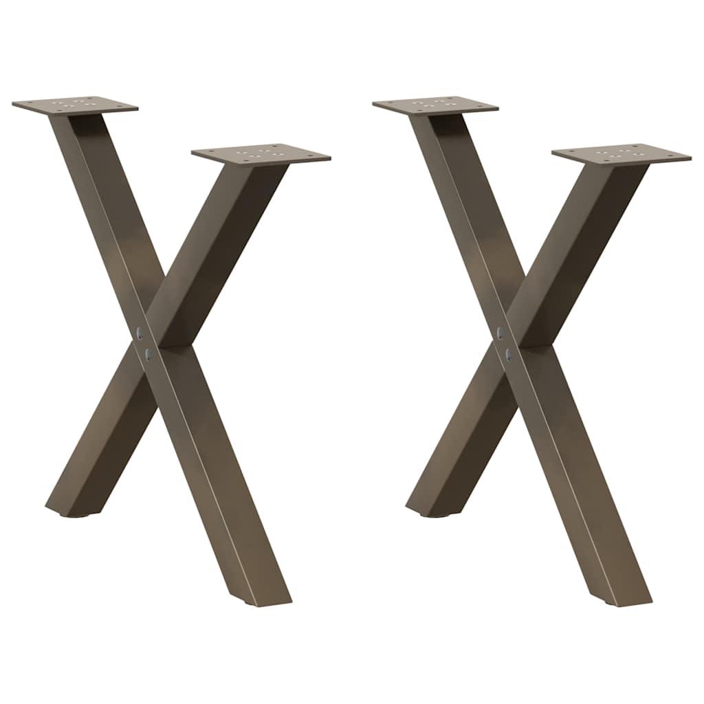 Sofabordsben X-formet 2 stk. naturstål 60x(42-43) cm stål