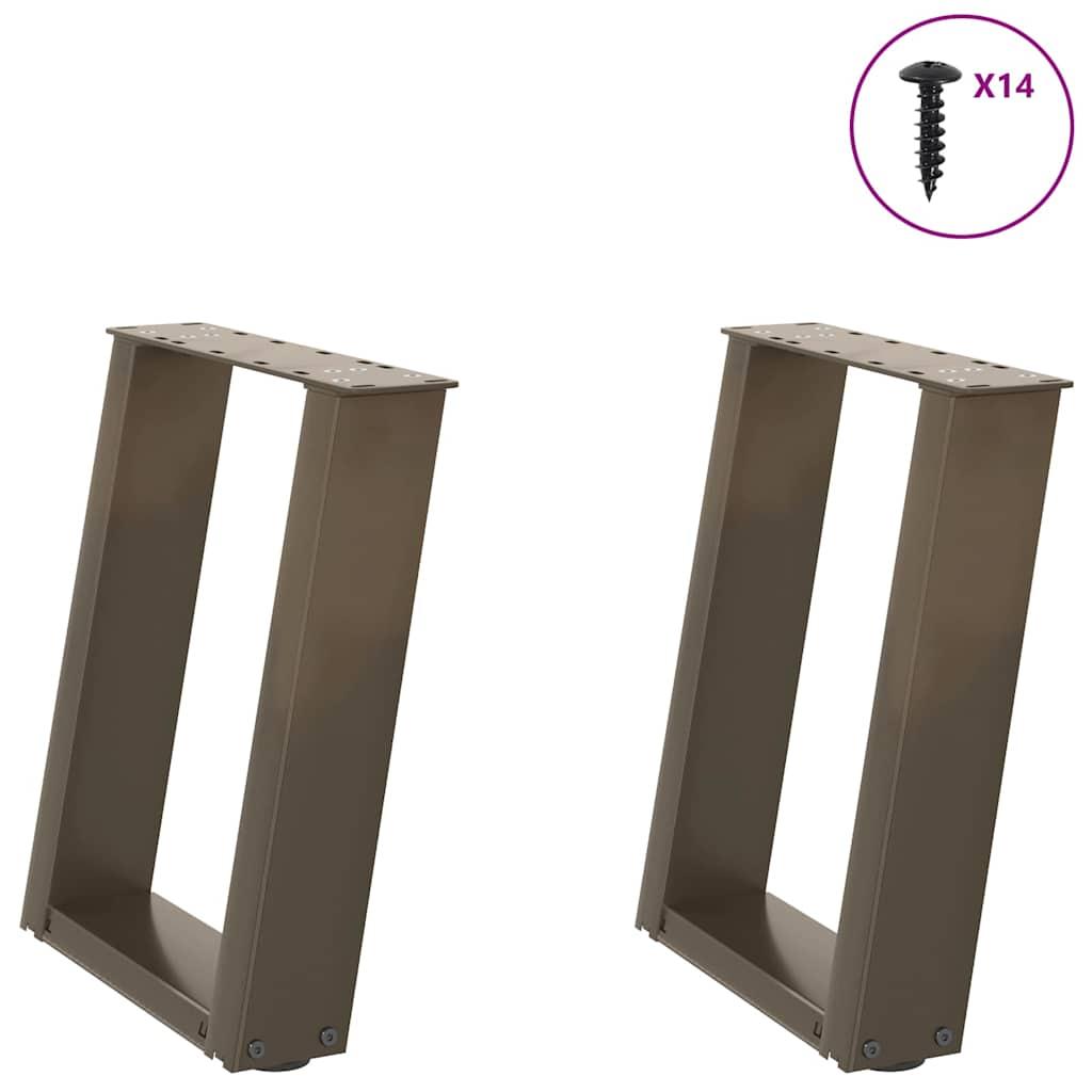 Sofabordsben U-formet 2 stk. naturstål 38 x (42-43) cm stål
