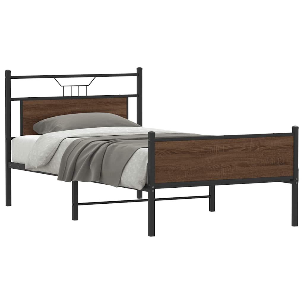 Sengeramme Uden Madras Konstrueret Træ Brunt Eg Brun Eg - med sengegavl og højt fodgærde / 100 x 200 cm